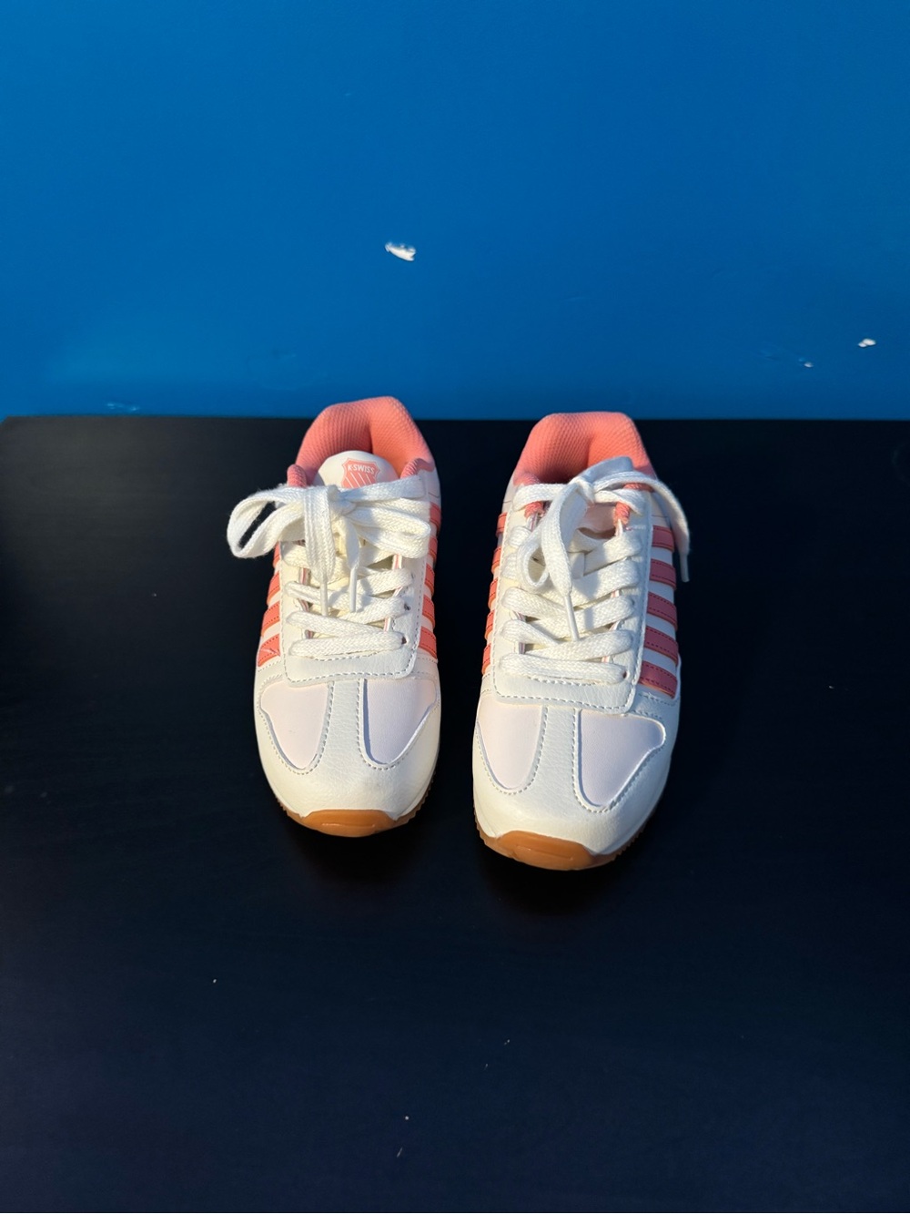 K-Swiss White and Pink Kids Lace-Up Sneakers